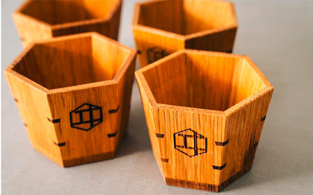 秩父市のウイスキー蒸溜所の熟成樽からつくられた六角枡 No.482