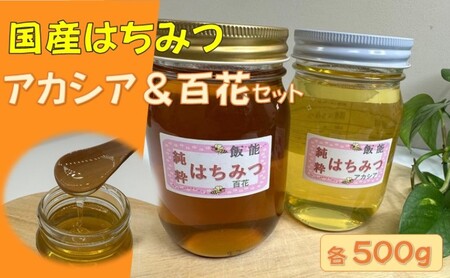 国産はちみつ食べ比べセット(百花とアカシア)各500g[52210572] 蜂蜜 ハチミツ 1kg