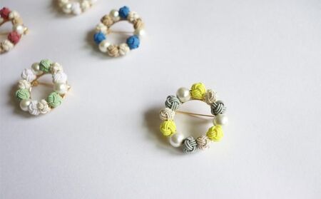 水引ブローチ【ミモザ】[52210889] ファッション小物 小物 黄色 コーディネート ワンポイント かわいい おしゃれ 胸元 お花 お花モチーフ