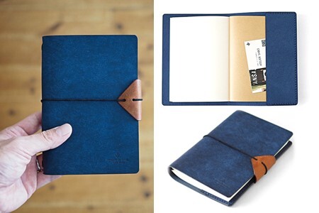 手帳 みたいな形の ノートカバー ［ A6サイズ 用 ］05 ブルー×ブラウン　ノートカバー