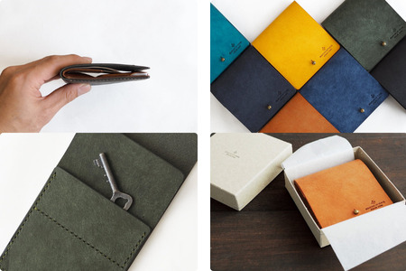 薄い二つ折り財布【全18色】09グリーンブラウン　お財布