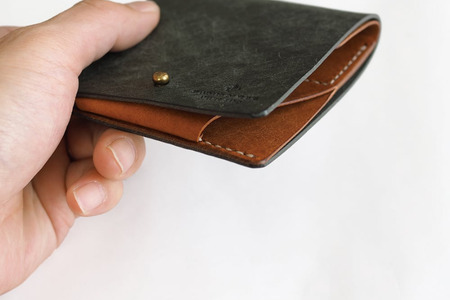 薄い二つ折り財布【全18色】09グリーンブラウン　お財布