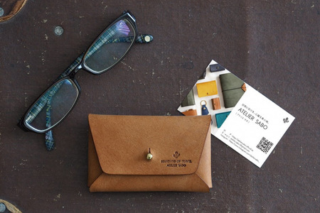 封筒みたいなデザインの名刺入れ　02 ブラウン　名刺入れ