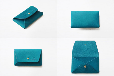 封筒みたいなデザインの名刺入れ　04 ターコイズ　名刺入れ