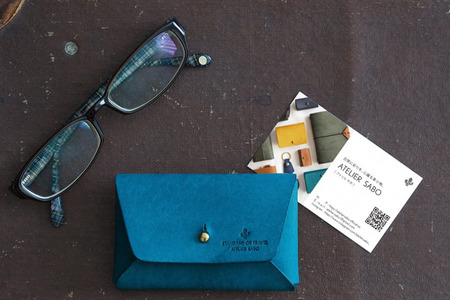 封筒みたいなデザインの名刺入れ　04 ターコイズ　名刺入れ