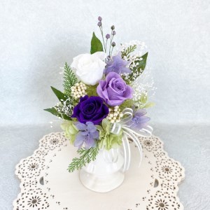 AJ021-1 プリザーブドフラワーアレンジ【カリヌゥ 2個セット パープル/ピンク】春日部市 シュガーパイン