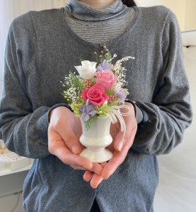 AJ021-1 プリザーブドフラワーアレンジ【カリヌゥ 2個セット パープル/ピンク】春日部市 シュガーパイン