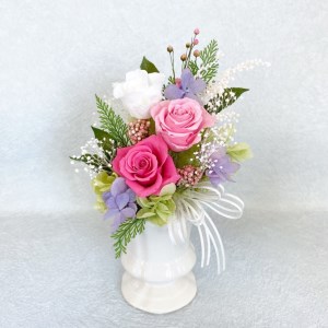 AJ022-1 プリザーブドフラワーアレンジ【カリヌゥ 2個セット ピンク/オレンジ】春日部市 シュガーパイン