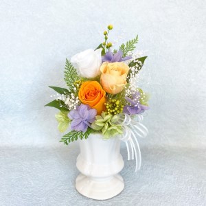 AJ022-1 プリザーブドフラワーアレンジ【カリヌゥ 2個セット ピンク/オレンジ】春日部市 シュガーパイン