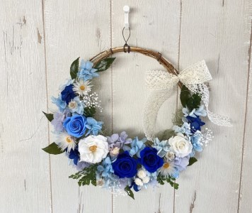 AJ024-1 プリザーブドフラワーアレンジ【シュエット/ブルー】春日部市 シュガーパイン