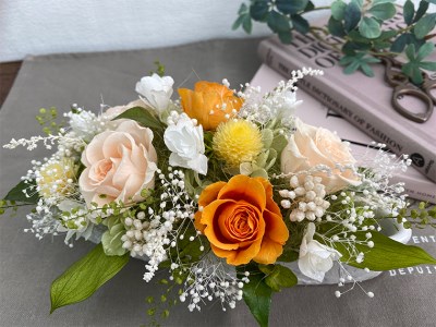 AJ069-1 プリザーブドフラワーアレンジ【ミニョン/フルーティオレンジ】春日部市 シュガーパイン