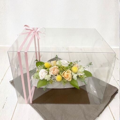 AJ066-1 プリザーブドフラワーアレンジ【ミニョン/イエロー】春日部市 シュガーパイン