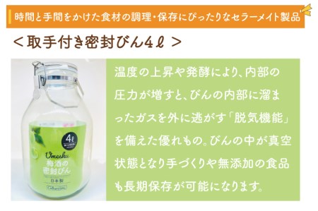 BO003-2　食品の長期保存にぴったり！　セラーメイト取手付密封びん4ℓ・2ℓ・1ℓセット