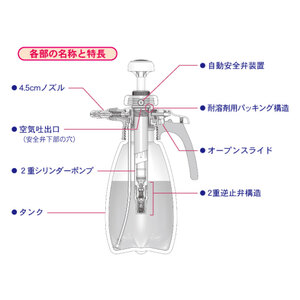 有機溶剤系用プレッシャー式噴霧器 1L 国産 高品質 霧吹き 噴霧器 染み抜き 掃除 クリーナー 清掃 薬品 1000mL フルプラ No.3170 埼玉県 羽生市
