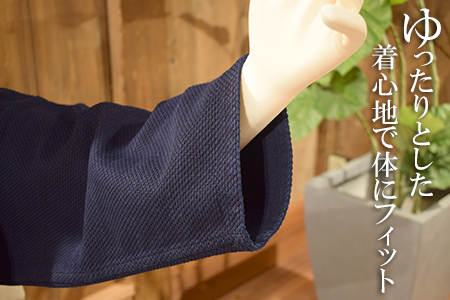 武州の藍染め 刺し子作務衣（上下セット）ＬＬサイズ