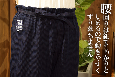 武州の藍染め 刺し子作務衣（上下セット）ＬＬサイズ