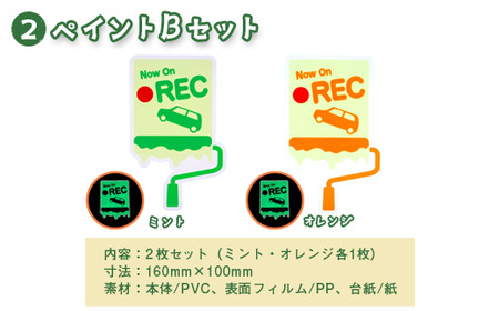 光るドラレコステッカー　ペイントBセット 2枚入り ドライブレコーダー ステッカー 防犯 車 煽り運転 抑止 蓄光 光る 車用