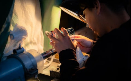 江戸切子 葡萄文様 足付ビール杯 ペア M-62-2V   | 江戸切子 グラス 芸術 埼玉県 草加市