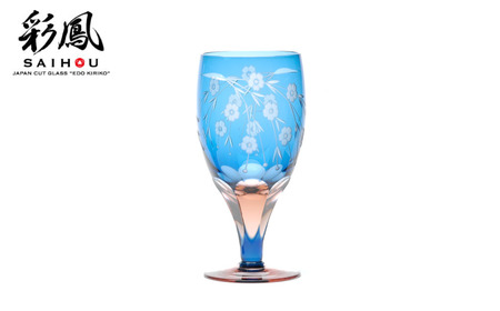江戸切子 桜文様 足付ビール杯 ブルーピンク M-64-BP   | 江戸切子 グラス 芸術 埼玉県 草加市