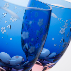 江戸切子 桜文様 足付ビール杯 ブルーピンク M-64-BP   | 江戸切子 グラス 芸術 埼玉県 草加市