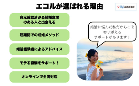 越谷市でのご縁を結ぶ婚活2ヶ月体験プラン ／ ご縁づくり 新たなご縁 出会い 出逢い お見合い 結婚 婚活サポート 婚活サロン 結婚相談所 エコル カウンセリング 埼玉県 No.290
