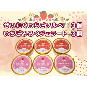 入間市産3種の完熟いちごの「プレミアムいちごアイス」(いちごソルベ3個・いちごみるくジェラート3個)【配送不可地域：離島】【1442562】