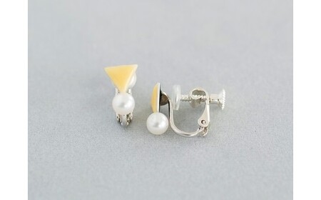 イヤリング 三角 イエロー パール付き 七宝 | イヤリング アクセサリー Kenichi Kondo