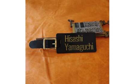 レザー刻印 ゴルフ用 ネームプレート (黒×金) | レザー ネームプレート