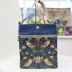 スマホが入る少し大きいポシェット(青×デニム)