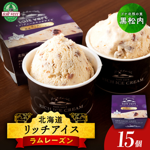 リッチアイスクリーム 香り高い魅惑のラムレーズン 15個セット（100ml）