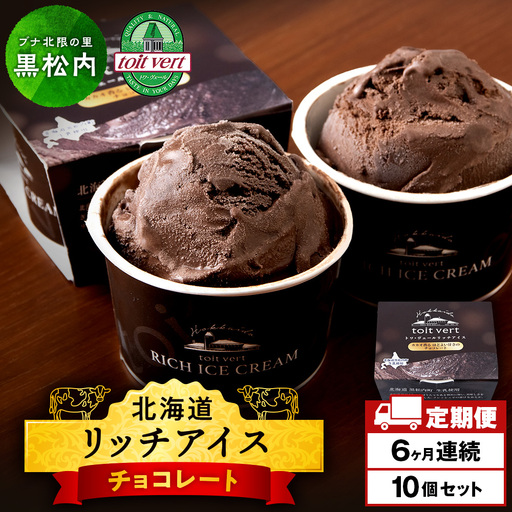 【定期便6ヶ月】リッチアイスクリーム カカオ香るほどよい甘さのチョコレート 10個セット（100ml）