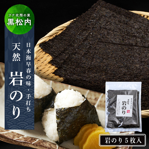 岩のり 天然 ５枚 セット≪田中鮮魚店≫ のり 天然 岩ノリ 海苔 無添加 北海道ふるさと納税