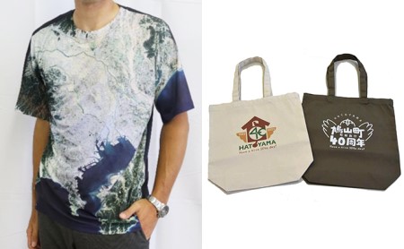 オリジナル衛星Tシャツ・エコバッグのセット ファッション 共同制作 記念 ロゴ マーク コットン 1 詰め合わせ  Lサイズ