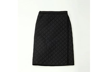 メリノン「羊毛キルティング巻きスカート」 Lサイズ／ブラック レディース