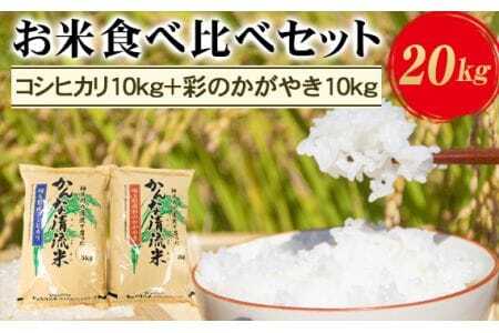 埼玉県産お米食べ比べセット20kg（コシヒカリ10kg＋彩のかがやき10kg）  [No.183]