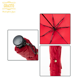 【日本製】GRACITO ミニ 折りたたみ傘 25200＜レッド・無地＞｜グラシト 婦人 傘 手開 カーボン骨 UVカット加工 日傘 雨傘 [0753]