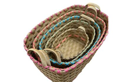 カゴ エコ クラフトテープ ハンドメイド 収納 5点セット 小物 雑貨 インテリア 収納ボックス 手作業 片づけ 小物の整理 おもちゃ箱 小物入れ おもちゃ入れ 机上整理 卓上整理