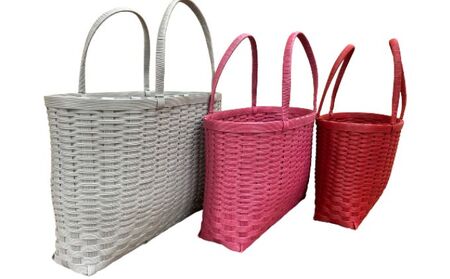 バック エコ クラフトテープ ハンドメイド 暖色 3点セット トートバック 色違い 手作業 お出掛け 買い物 普段使い おしゃれ 小物 ファッション小物 赤 ピンク グレー