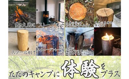千葉市産切りっぱなし檜丸太2本 BBQ・キャンプ・スウェーデントーチ・DIYの素材として便利！ ひのき 木 アウトドア バーべキュー 薪 焚火 火持ちが良い 薪割り スツール 