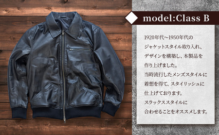 【Nappa Leather仕様】レザージャケット [model:Class B］ ジャケット 革 皮革 レザー 皮製品 レザー製品 シープスキン シープレザー メンズ パキスタン L：ブラック