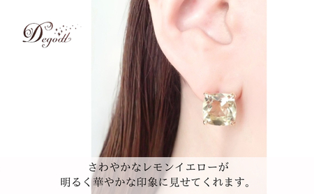 Degodd デゴッド　ＣANDYピアス　レモンクオーツ  ピアス　天然石アクセサリー　アクセサリー　レディースアクセサリー　ジュエリー　ニッケルフリー　おしゃれ　ギフト　プレゼント　高見えアクセ　ゴールドカラー