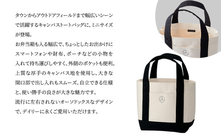 ミニトートバッグ キャンバス ホワイト/ブラック メルセデス ベンツ