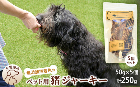 千葉県で獲れたペット用猪ジャーキー(５個セット）２５０g ペット用品 ペットフード ペットのおやつ おやつ ご褒美 猫用 犬用 無添加 無着色 猪肉 猪肉ジャーキー