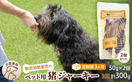 （３回定期便）千葉県で獲れた猪ペット用ジャーキー(2個セット）１００g ペット用品 ペットフード ペットのおやつ おやつ ご褒美 猫用 犬用 無添加 無着色 猪肉 猪肉ジャーキー