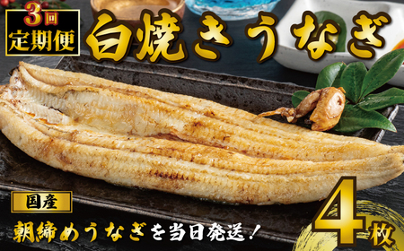 国産うなぎ 白焼き 4枚 約120g×3 定期便3回 うなぎ うなぎ うなぎ うなぎ うなぎ 石毛川魚店