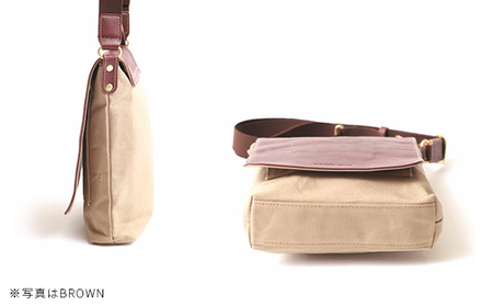 牛革かぶせ×帆布 ショルダーバッグS キャメル 【12203-0373-4】
