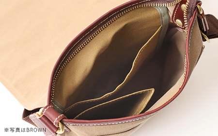 牛革かぶせ×帆布 ショルダーバッグS キャメル 【12203-0373-4】