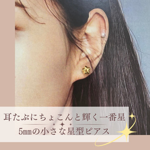 18K ゴールド 小さな星ピアス