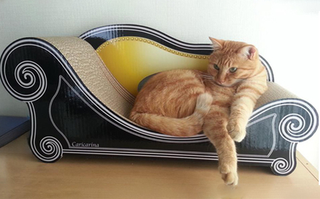 猫のおしゃれ爪とぎソファー「カリカリーナ Basic」ハリウッドブラック　グランデサイズ_猫 爪とぎ ソファー カリカリーナ おしゃれ_【1370885】