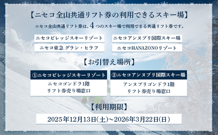 ニセコ全山共通リフト券（All Mt.Pass）1日券（3枚）ニセコ